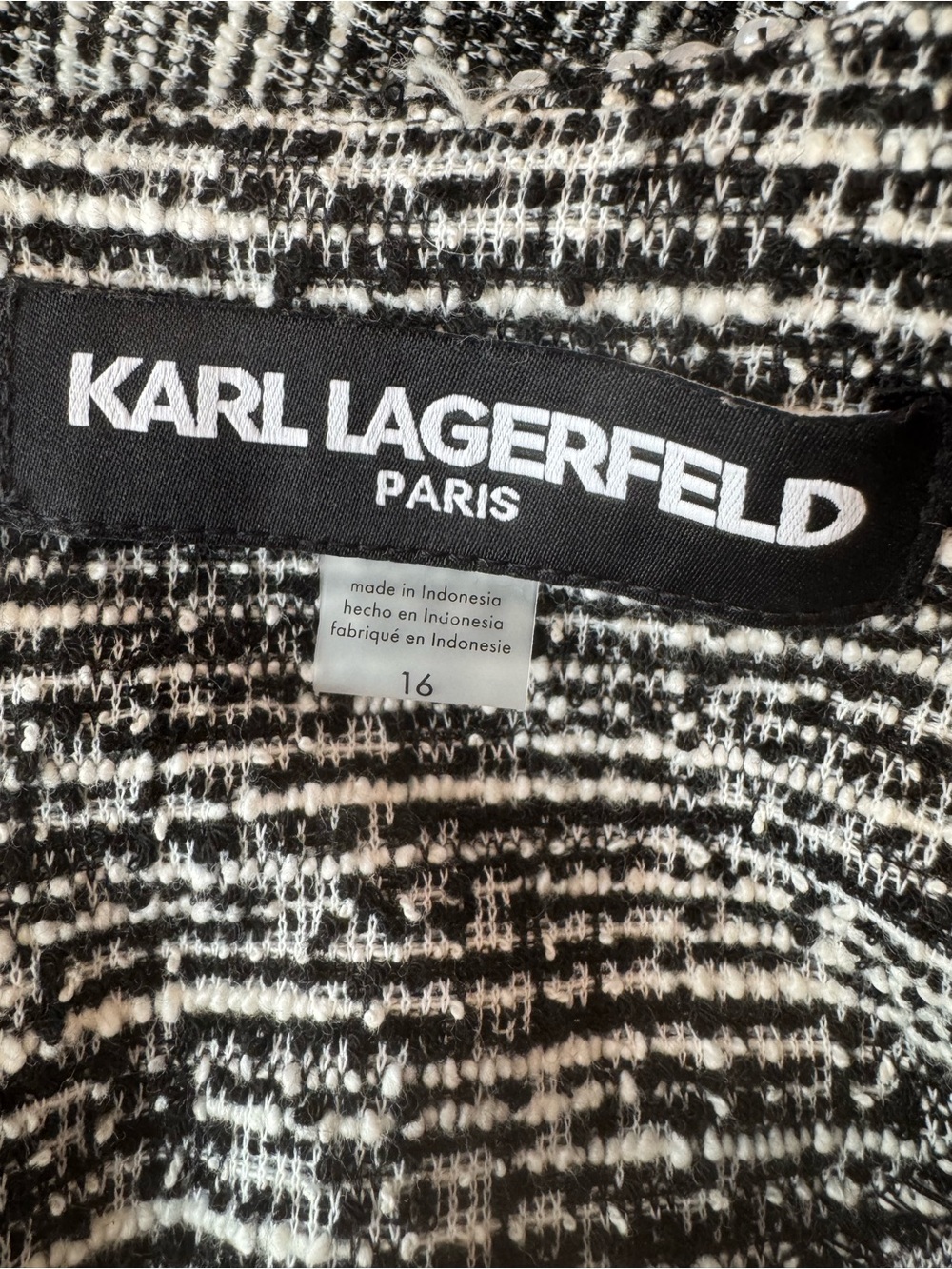 NWT Karl Lagerfeld Paris Knit Tweed Dress With Pearl Trim Size 16 - Picture 6 of 10